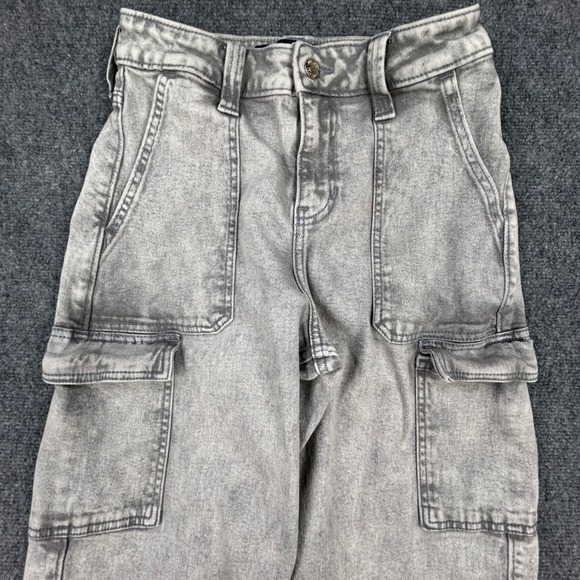 Hollister High Rise Vintage Baggy Cargo Jeans Women 1R 25x31 Light Wash Wide Leg - Picture 3 of 11